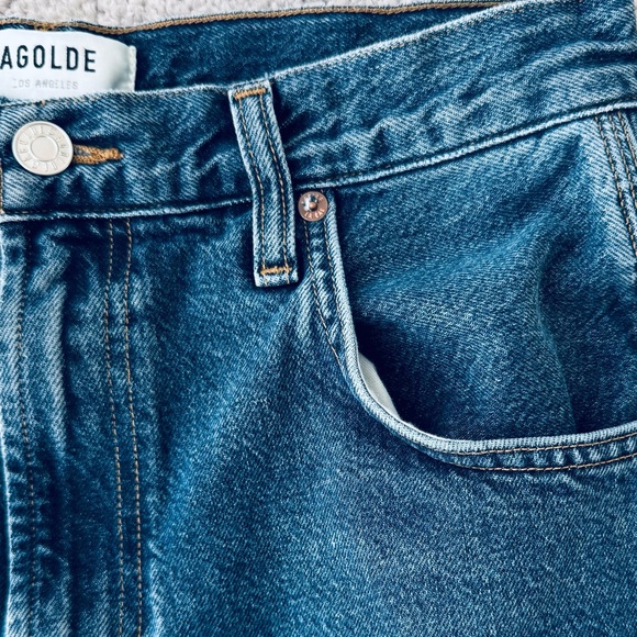 Agolde Wide Leg Jeans Organic Cotton Lyocell Medium Wash Blue Size 27 Like New - Picture 7 of 10